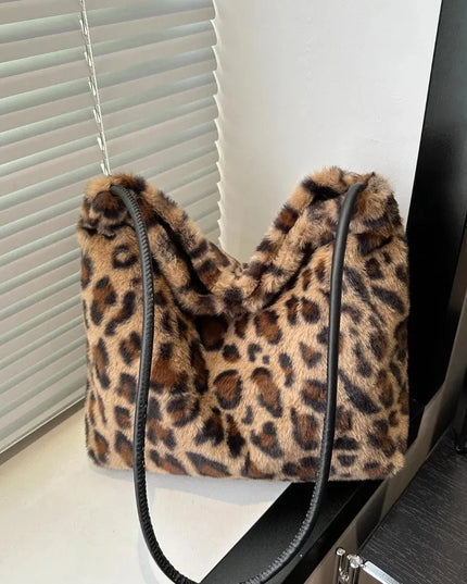 Wild Print Plush Shoulder Bag