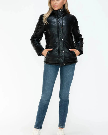 YMI Pocketed Zip Up Turtleneck Puffer Jacket - ShopEasier