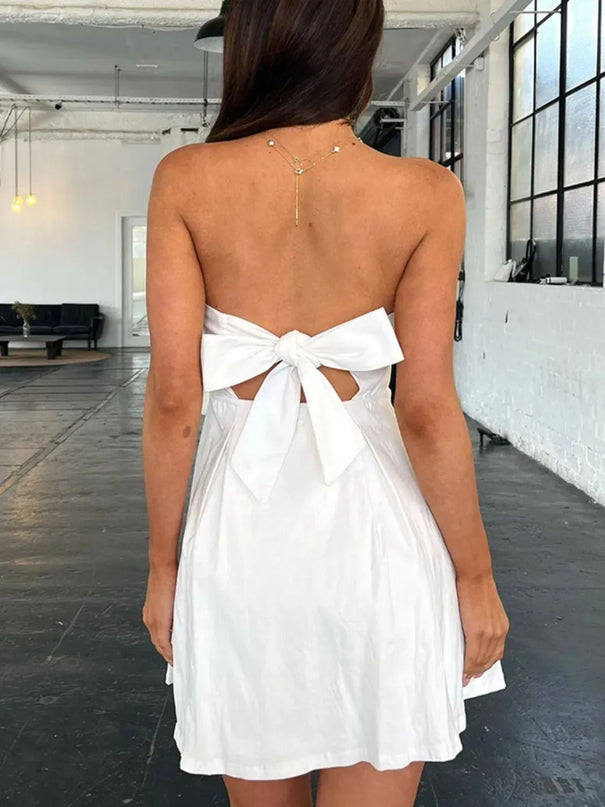 Devine Bow Back Tube Mini Dress