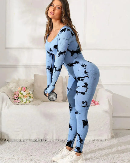 Scoop Neck Long Sleeve Active Jumpsuit - ShopEasier