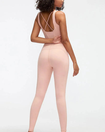 Crisscross Wide Strap Active Jumpsuit - ShopEasier