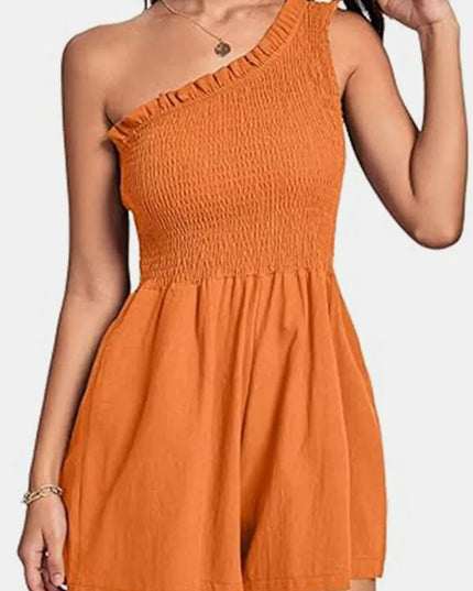 Smocked Single Shoulder Romper - ShopEasier