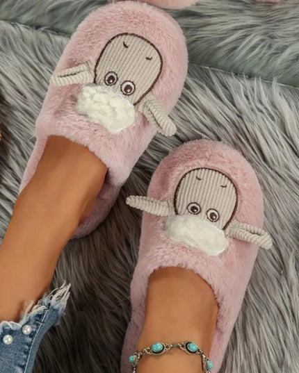 Pantuflas de oveja de algodón acogedoras con punta redonda