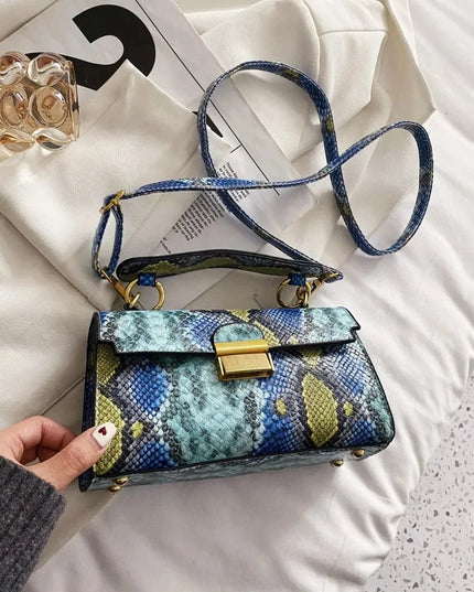 PU Leather Snakeskin Print Crossbody Bag