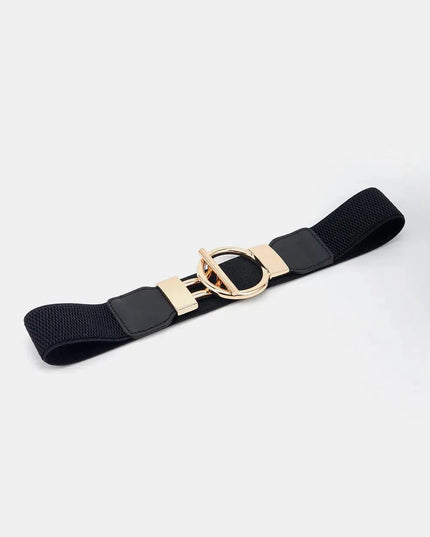 Round Zinc Alloy Buckle PU Leather Belt