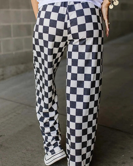 Checkered Wide Leg Pants