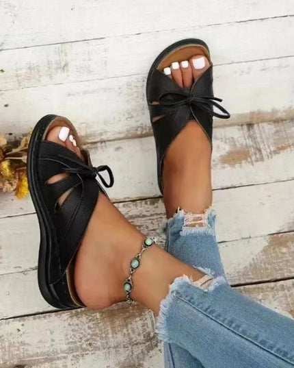 Chic Tied Open Toe Low Heel Sandals