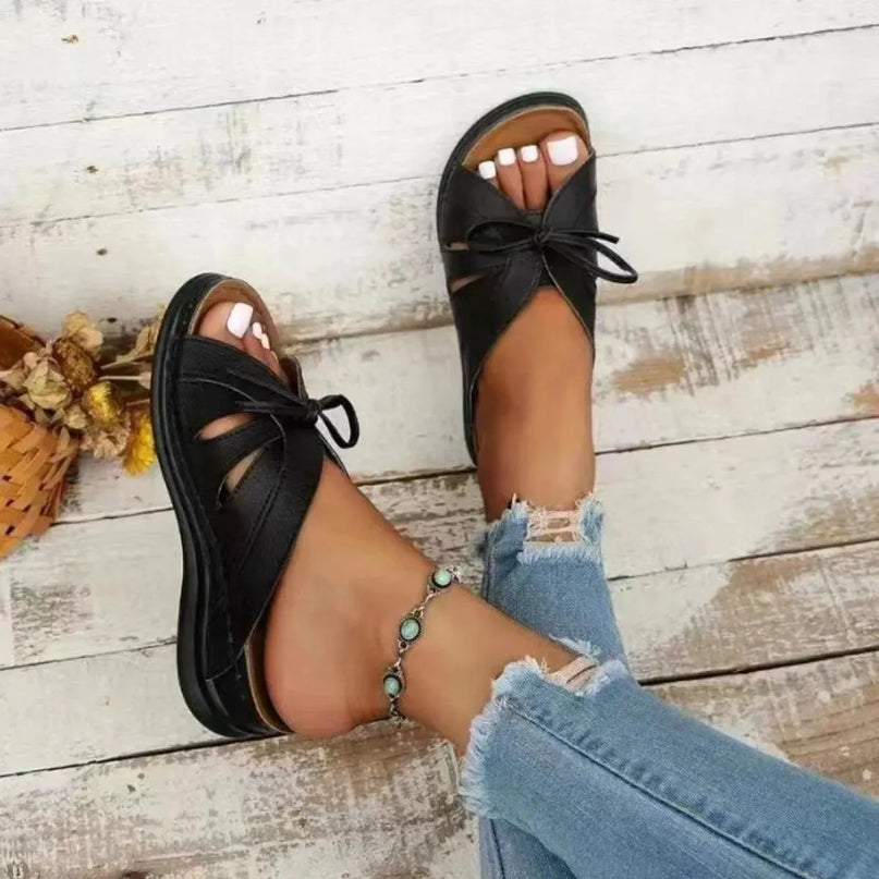 Chic Tied Open Toe Low Heel Sandals