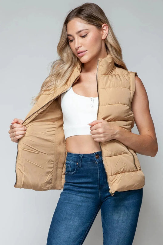 Chic Zip-Up Turtleneck Vest with Functional Pockets