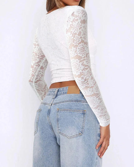 Luxe Lace V-Neck Long Sleeve Top