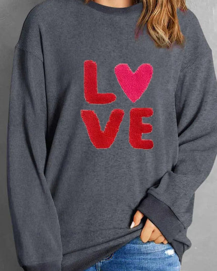 Love Heart Graphic Long Sleeve Sweatshirt for Valentine's Day