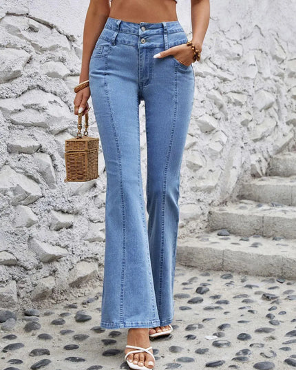 High Waist Flare Jeans with Pockets - ShopEasier