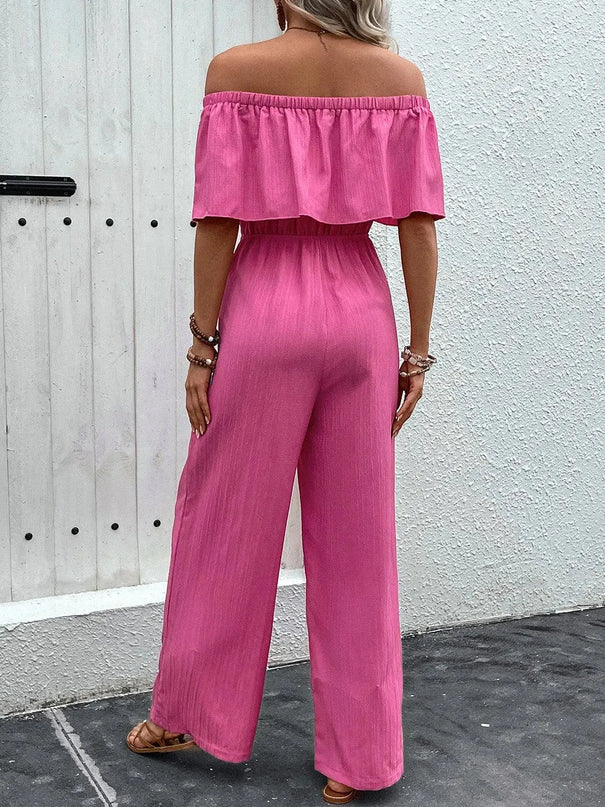 Perfee Off-Shoulder Wide Leg Jumpsuit - ShopEasier