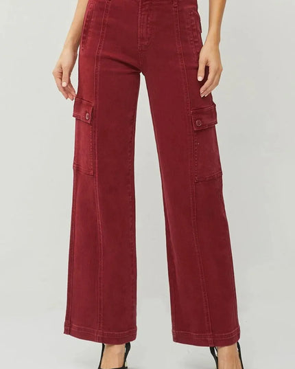 RISEN Full Size High Rise Wide Leg Cargo Jeans - ShopEasier