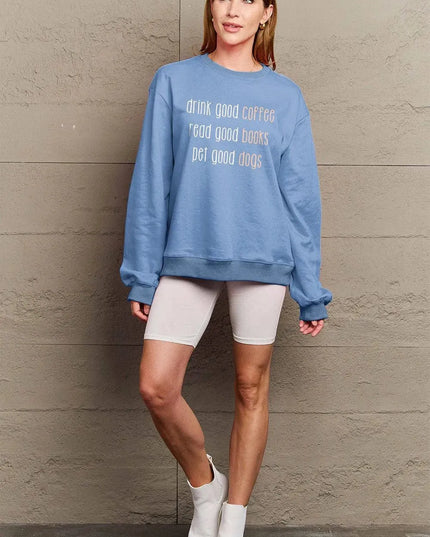 Simply Love Full Size Letter Graphic Round Neck Sweatshirt - ShopEasier