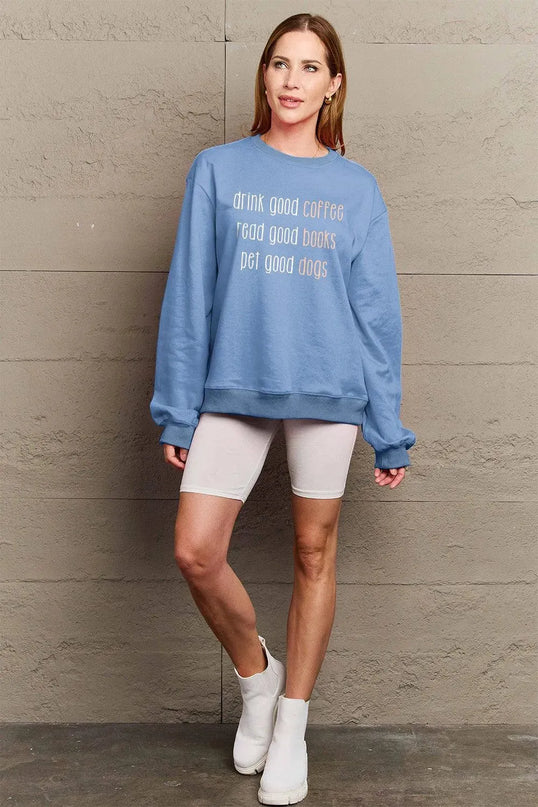 Simply Love Full Size Letter Graphic Round Neck Sweatshirt - ShopEasier