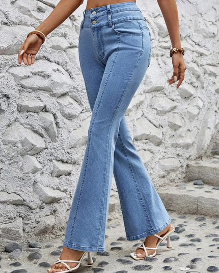 High Waist Flare Jeans with Pockets - ShopEasier