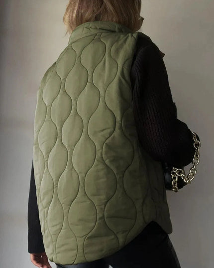 Pocketed Collared Vest with Opaque Design