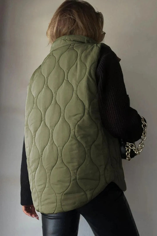 Pocketed Collared Vest with Opaque Design