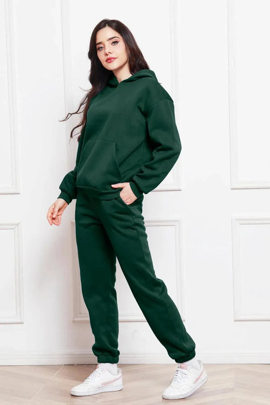 Casual Drop Shoulder Hoodie and Jogger Set