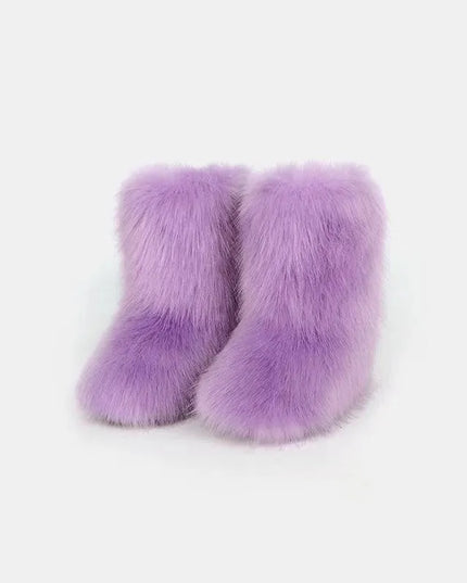 Cozy Fuzzy Flat Platform Boots