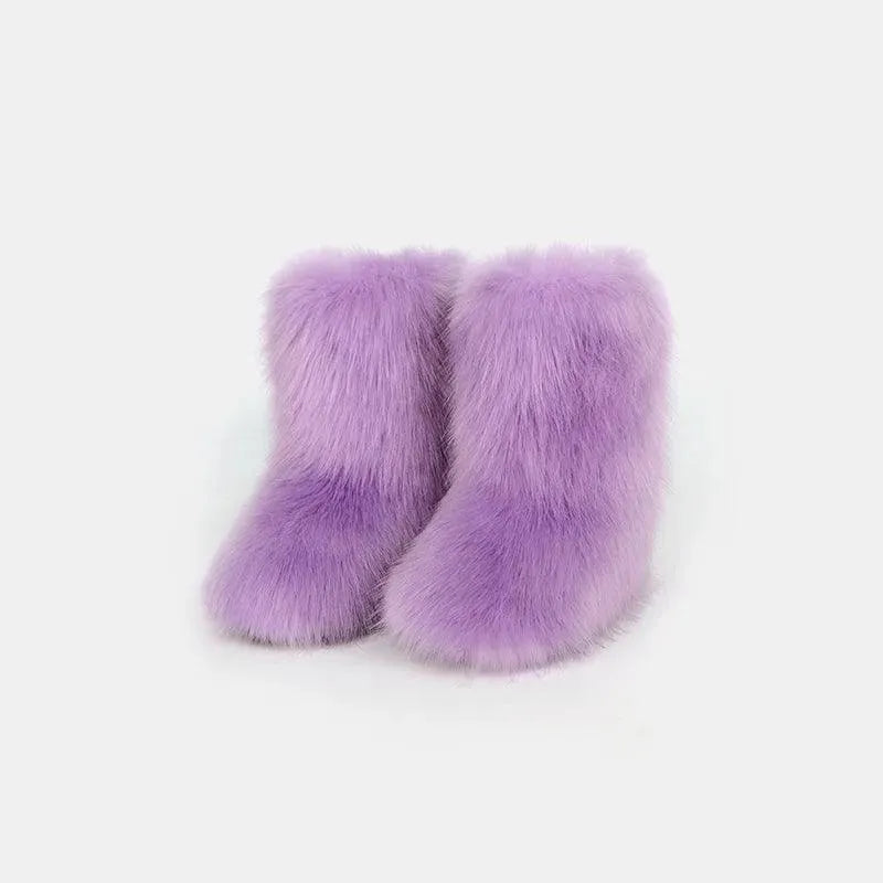 Cozy Fuzzy Flat Platform Boots