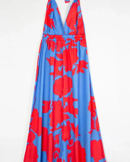 Contrast Halter Neck Maxi Dress - ShopEasier