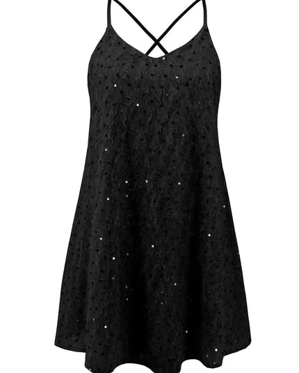 Sequin V-Neck Mini Cami Dress