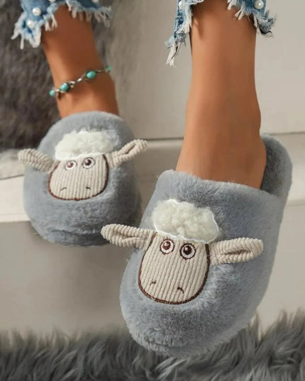 Pantuflas de oveja de algodón acogedoras con punta redonda