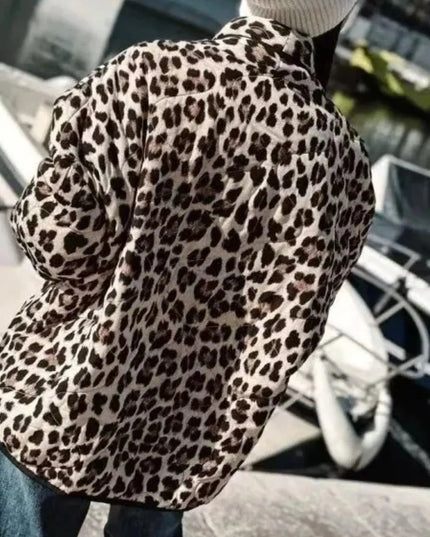 Leopard Open Front Long Sleeve Outerwear - ShopEasier