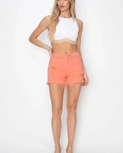 High-Rise Distressed Denim Shorts for Women