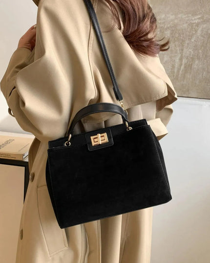 Versatile Solid Color Handbag with Detachable Strap