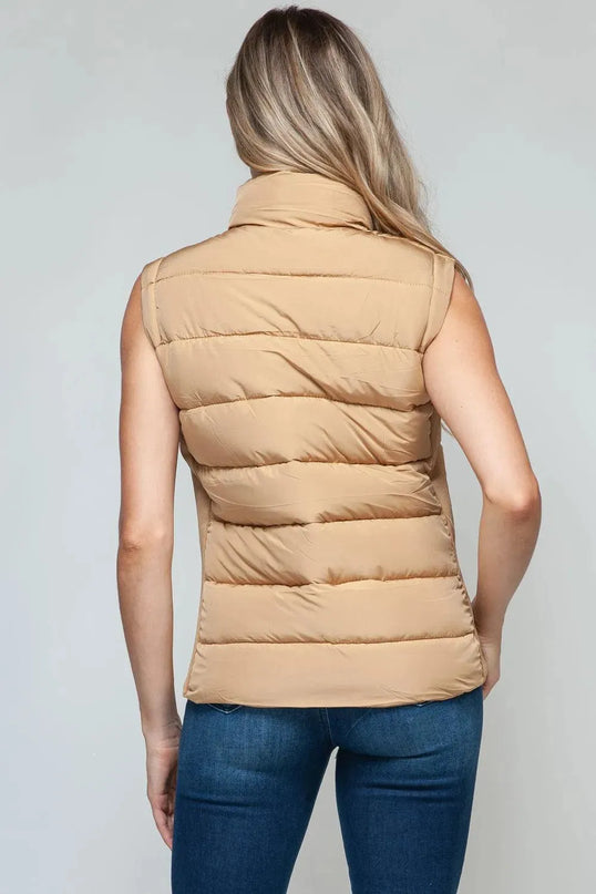 Chic Zip-Up Turtleneck Vest with Functional Pockets