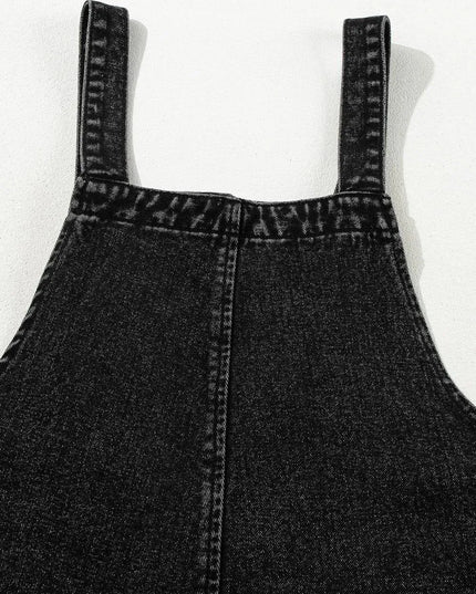 Distressed Wide Strap Denim Overalls - ShopEasier