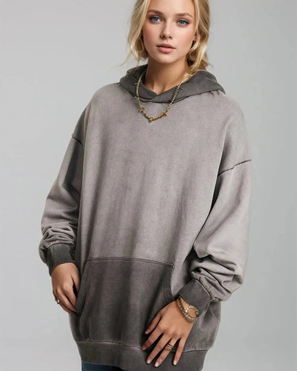 Cozy Cotton Drop Shoulder Hoodie with Front Pocket