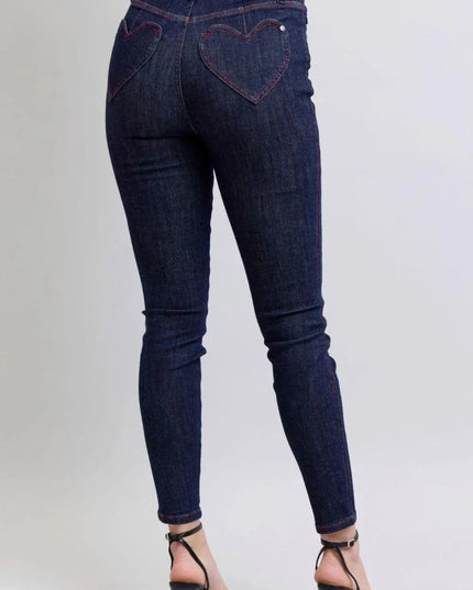 Judy Blue Full Size Heart Shaped Back Pockets Skinny Jeans - ShopEasier