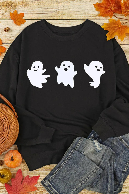 Ghost Round Neck Long Sleeve Sweatshirt