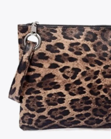 Cartera de piel sintética con diseño de leopardo