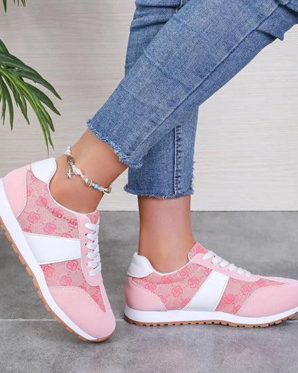 Contrast Round Toe Flat Sneakers - ShopEasier