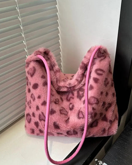 Wild Print Plush Shoulder Bag