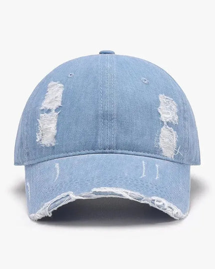 Distressed Adjustable Cotton Baseball Cap - ShopEasier