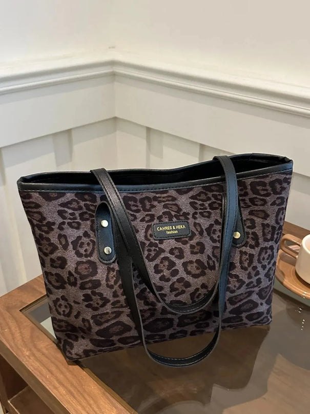 Bolsa de poliéster con estampado de leopardo