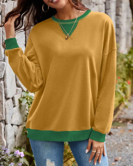 Contrast Lovelet Round Neck Long Sleeve Pullover