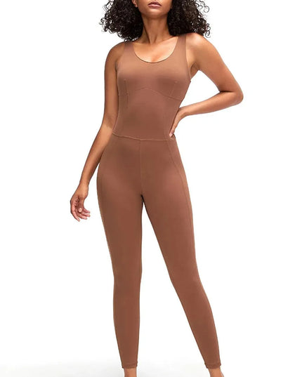 Crisscross Wide Strap Active Jumpsuit - ShopEasier