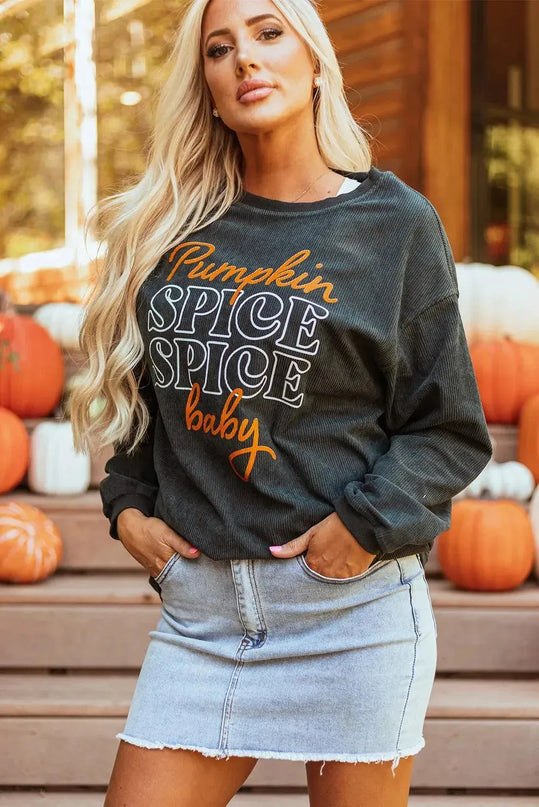 Graphic Letter Print Long Sleeve Pullover Sweatshirt