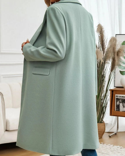 Stylish Pocketed Long Sleeve Coat with Collared Neck