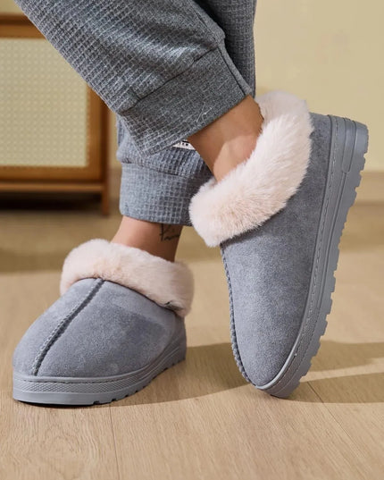 Cozy Faux Fur Platform Slippers with Round Toe