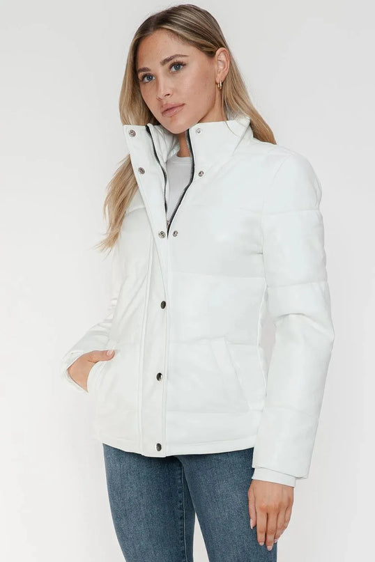 YMI Pocketed Zip Up Turtleneck Puffer Jacket - ShopEasier