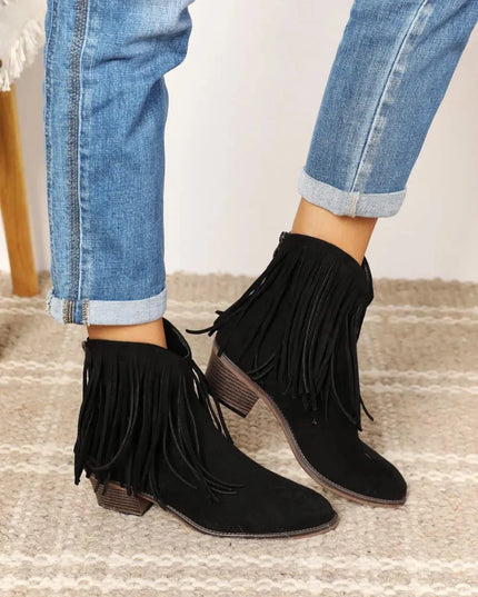 Legend Women's Fringe Cowboy Western Ankle Boots - ShopEasier