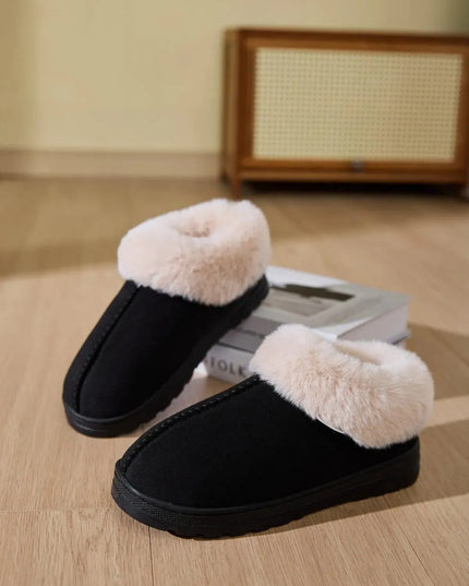 Cozy Faux Fur Platform Slippers with Round Toe